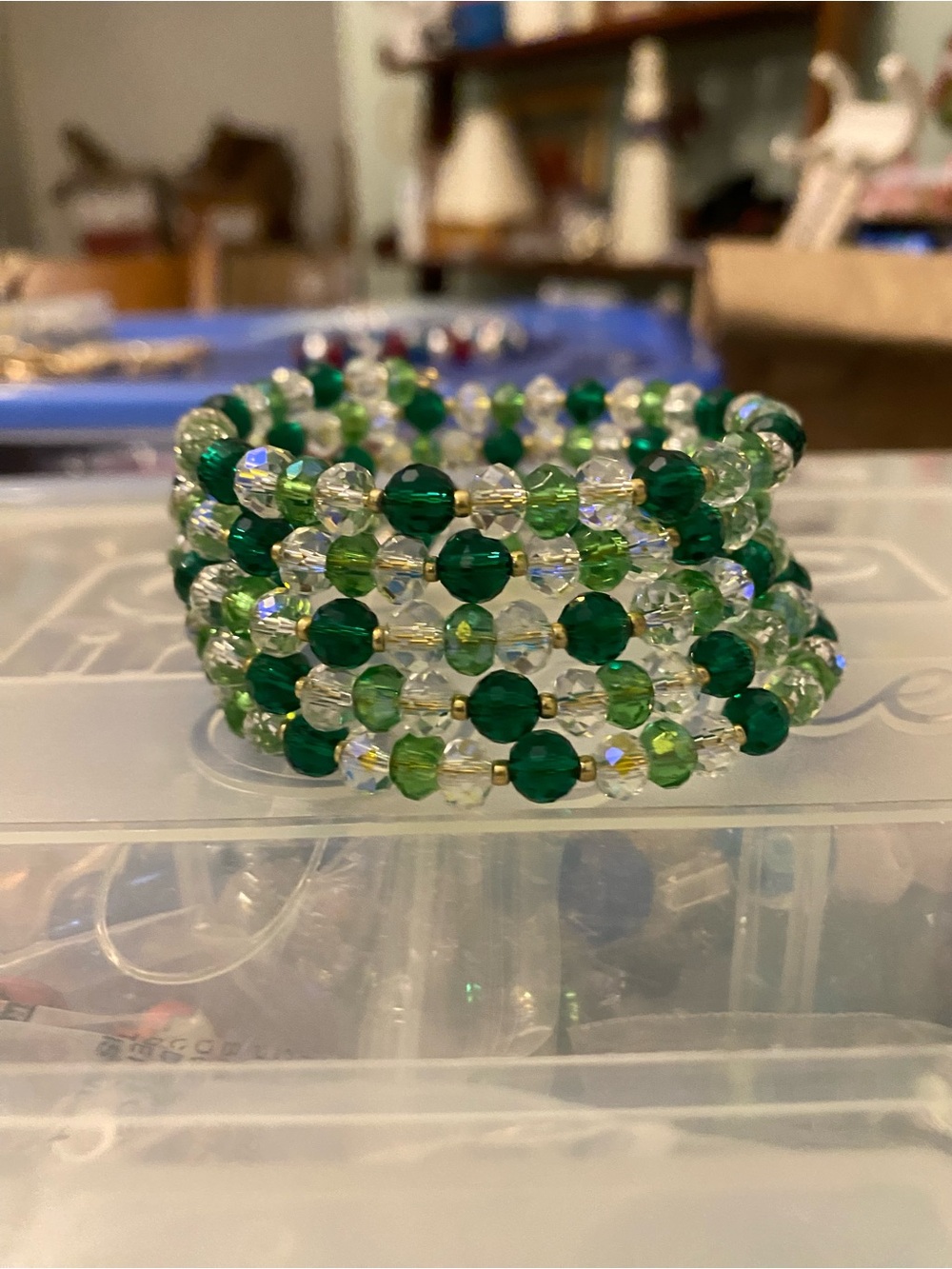 Green Crystal Wrap Bracelet